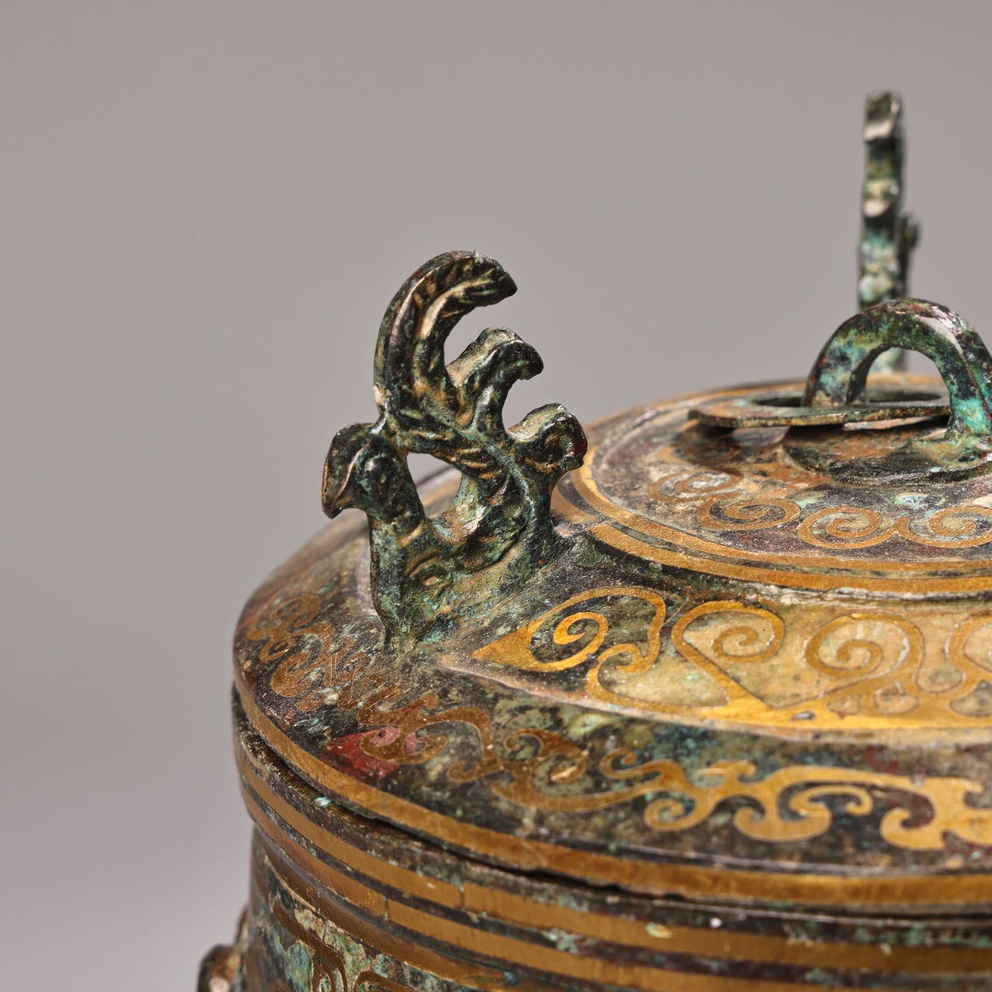 A0484 Vintage Chinese Gilt Gold Bronze Phoenix Pot