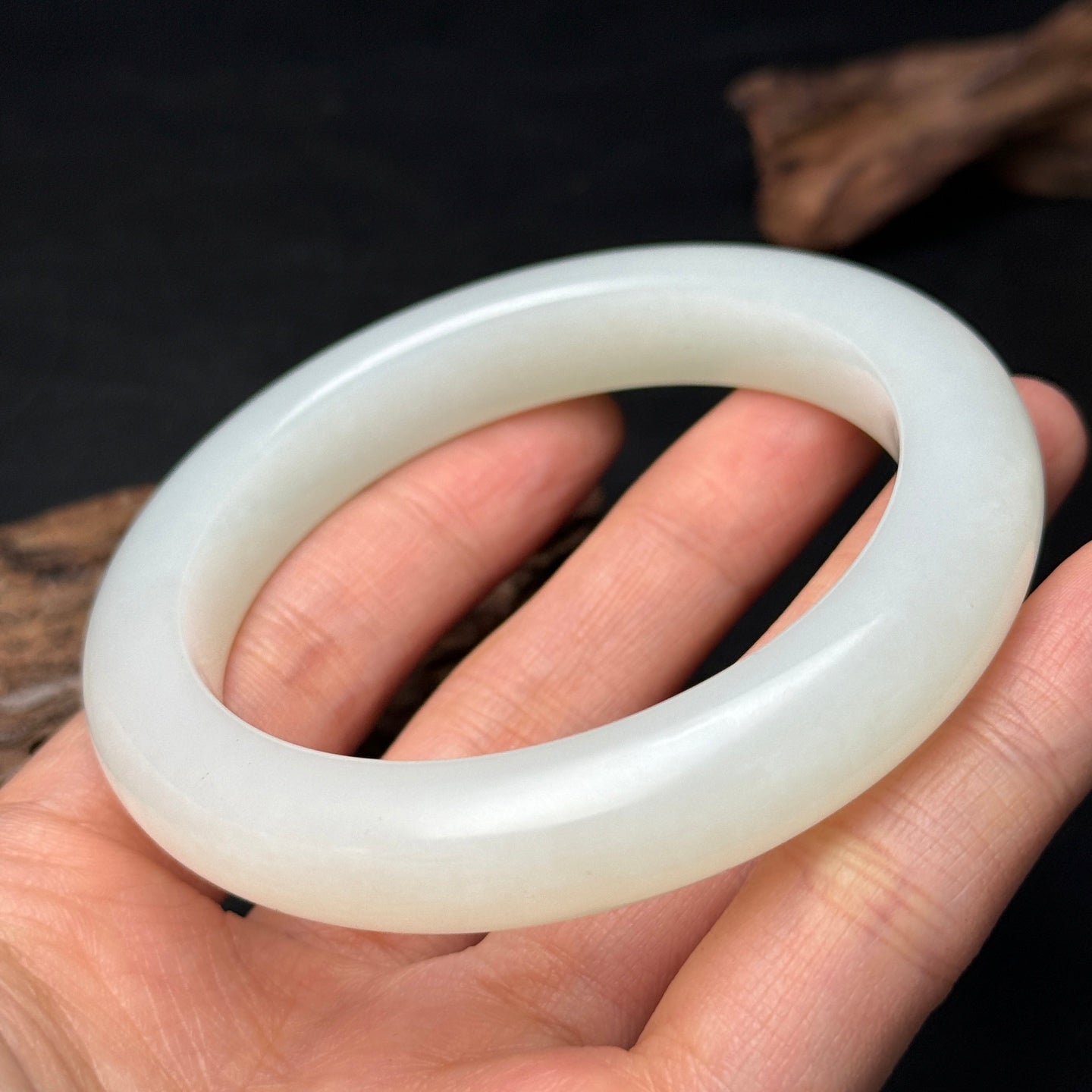 A0492 Inside Diameter 58MM Chinese Natural White Hetian Jade Bracelet