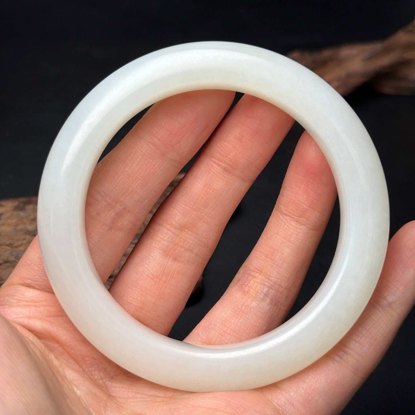 A0492 Inside Diameter 58MM Chinese Natural White Hetian Jade Bracelet