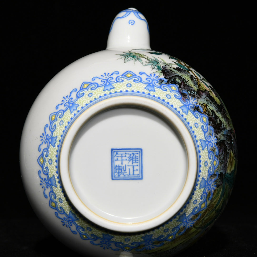 A0496 Chinese Famille Rose Flowers Bird Design Porcelain Teapot