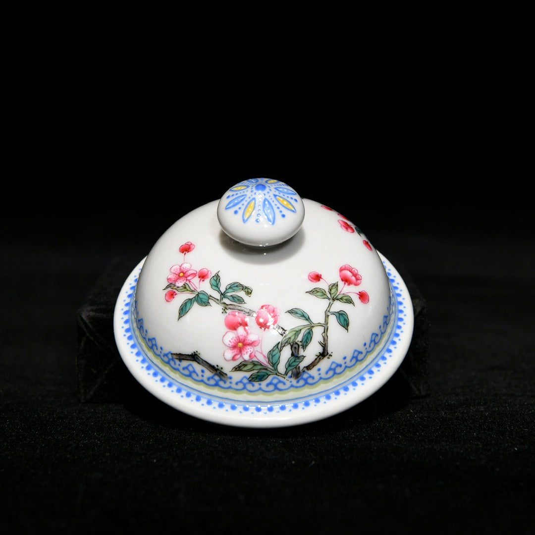 A0496 Chinese Famille Rose Flowers Bird Design Porcelain Teapot