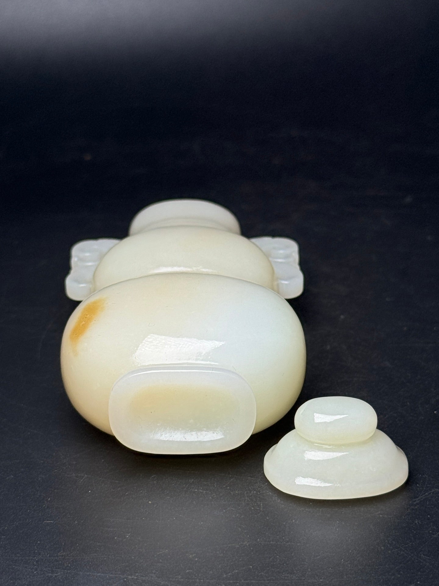 A0501 Superb Chinese Hetian Jade Hand Carved Double Ears Gourd Vase