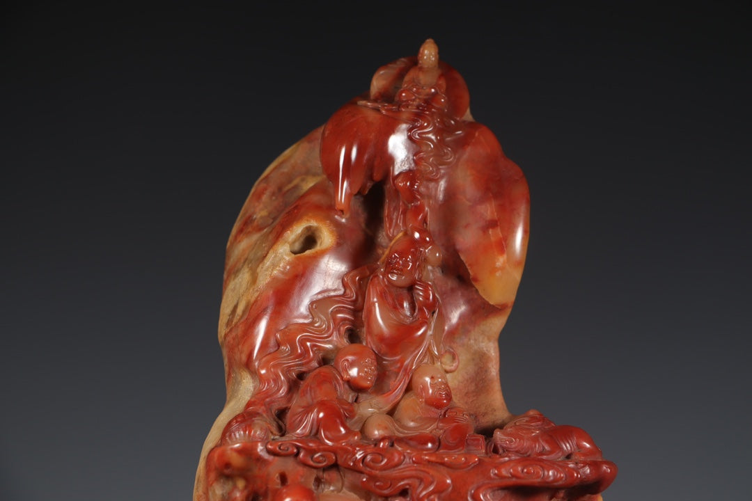 A0508 Vintage Chinese Shoushan Stone Carved Arhat Statue