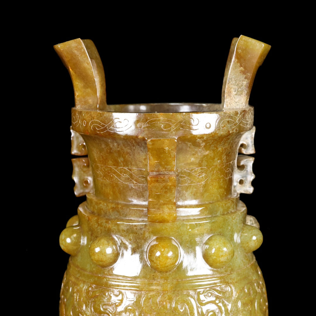 A0509 Superb Old Chinese Hetian Jade 3 Legs Double Ears Incense Burner
