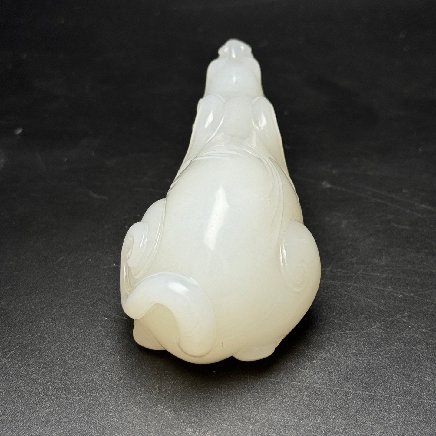 A0523 Superb Chinese White Hetian Jade Hand Carved Fortune Dog Statue