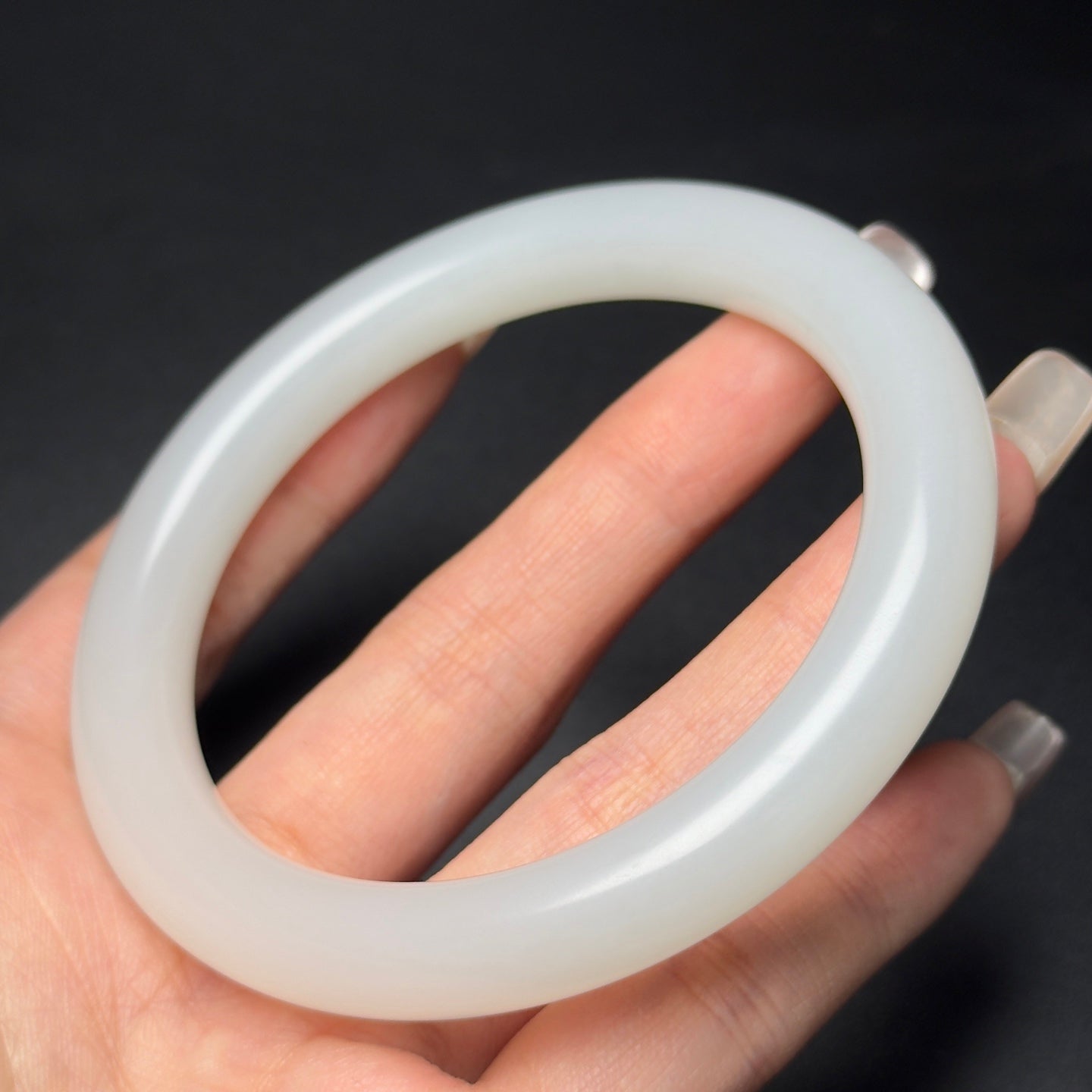 A0534 Inside Diameter 64mm Chinese Natural White Hetian Jade Bracelet
