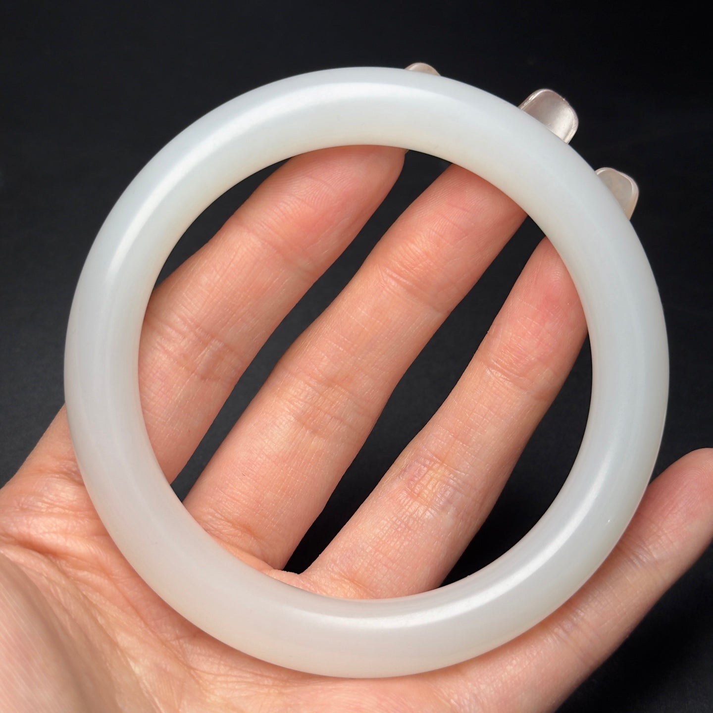 A0534 Inside Diameter 64mm Chinese Natural White Hetian Jade Bracelet