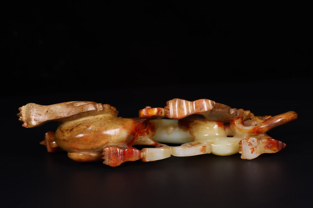 A0545 Superb Vintage Chinese Hetian Jade Carved Fortune Dragon Statue