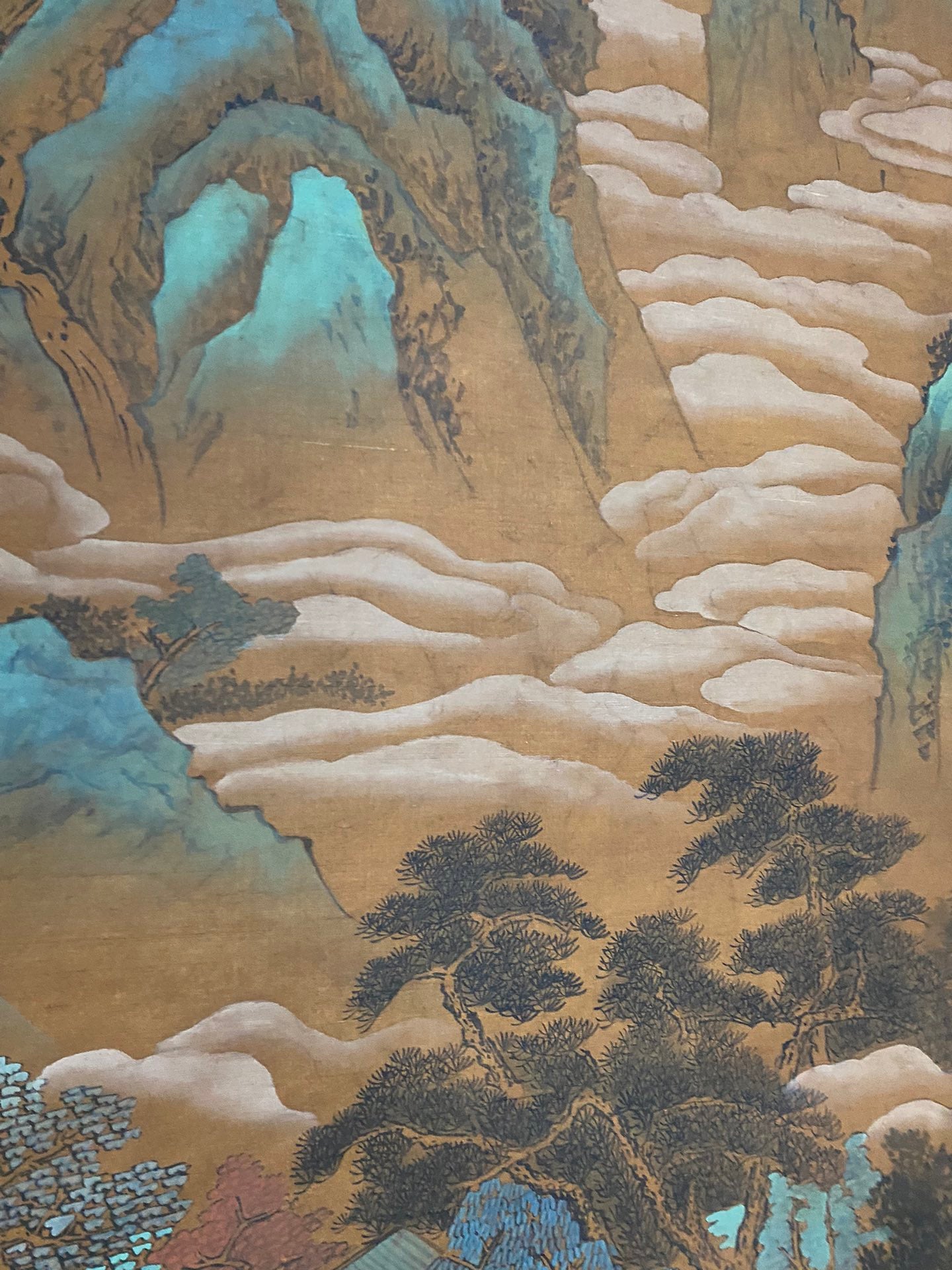 A0554 Chinese Watercolour On Silk Mountain River Scene Design Painting - Wang Xi Zhi(321—379)