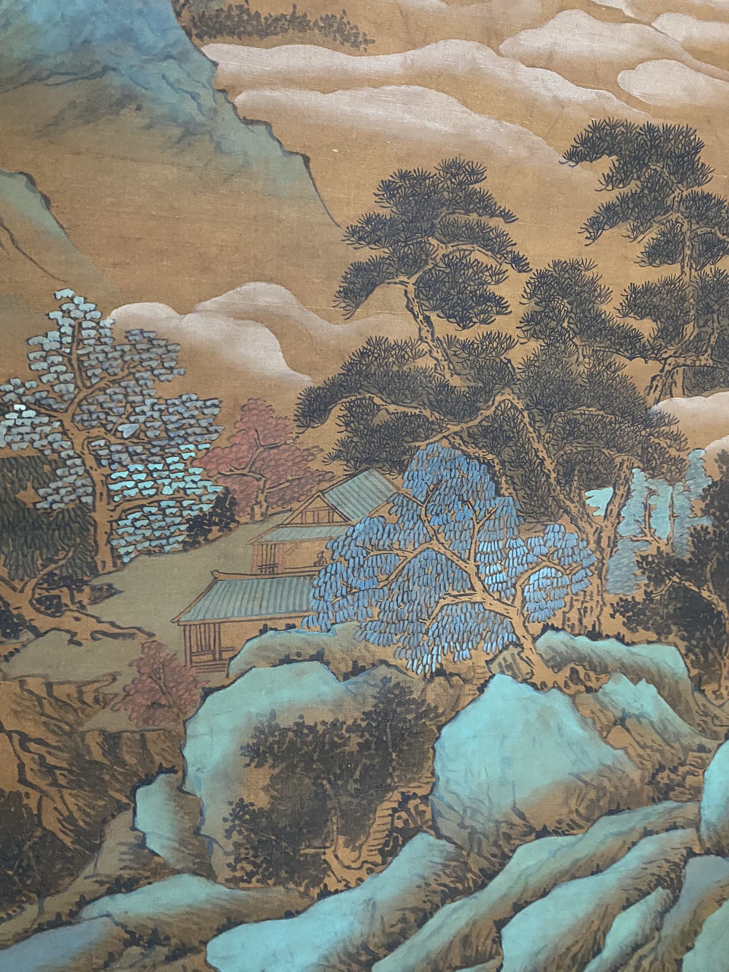 A0554 Chinese Watercolour On Silk Mountain River Scene Design Painting - Wang Xi Zhi(321—379)