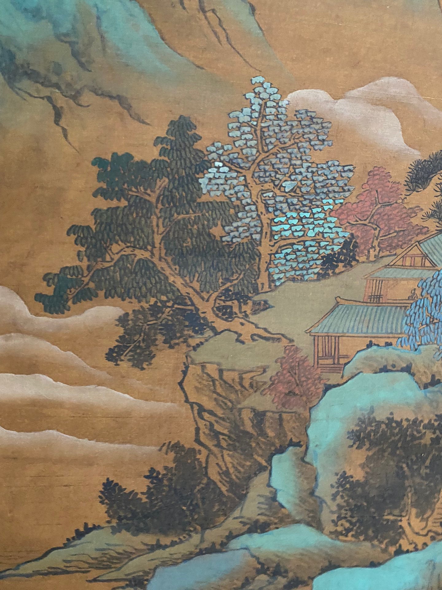 A0554 Chinese Watercolour On Silk Mountain River Scene Design Painting - Wang Xi Zhi(321—379)