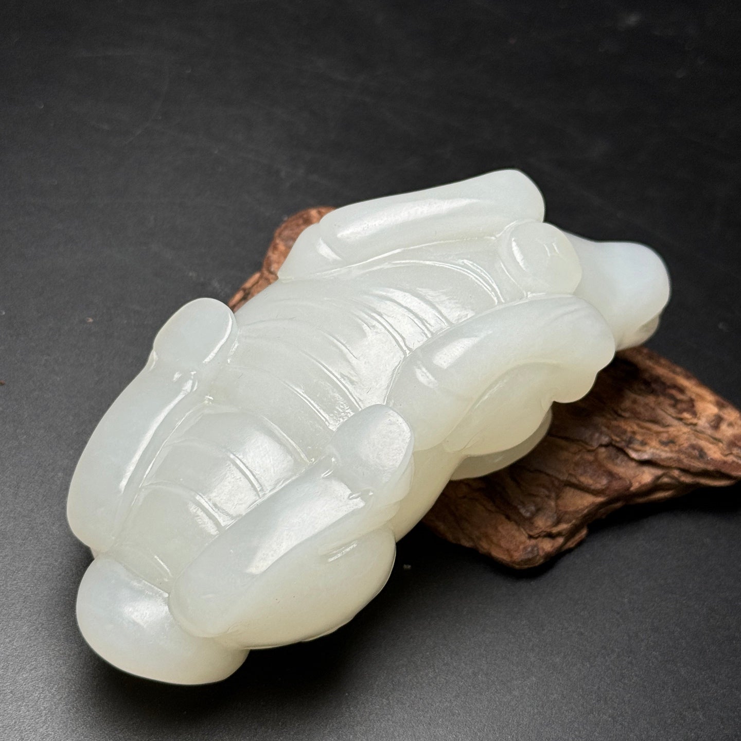 A0568 Superb Chinese White Hetian Jade Carved Fortune Ox Statue