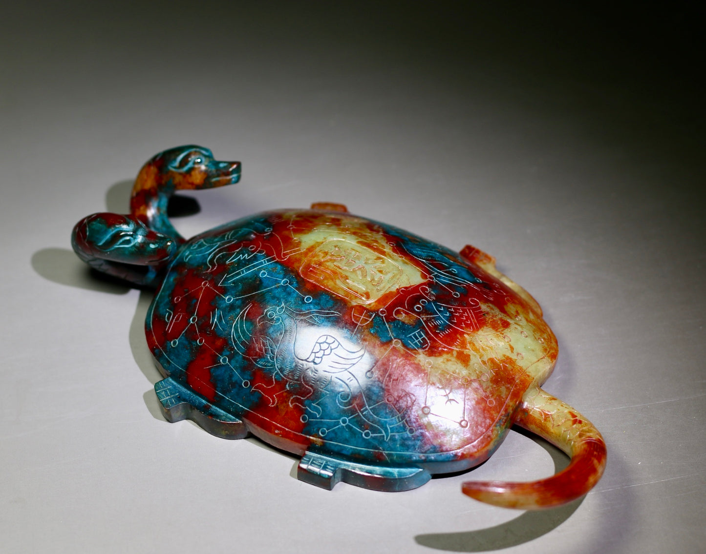 A0574 Superb Vintage Chinese Hetian Jade Carved Long Life Turtle Statue