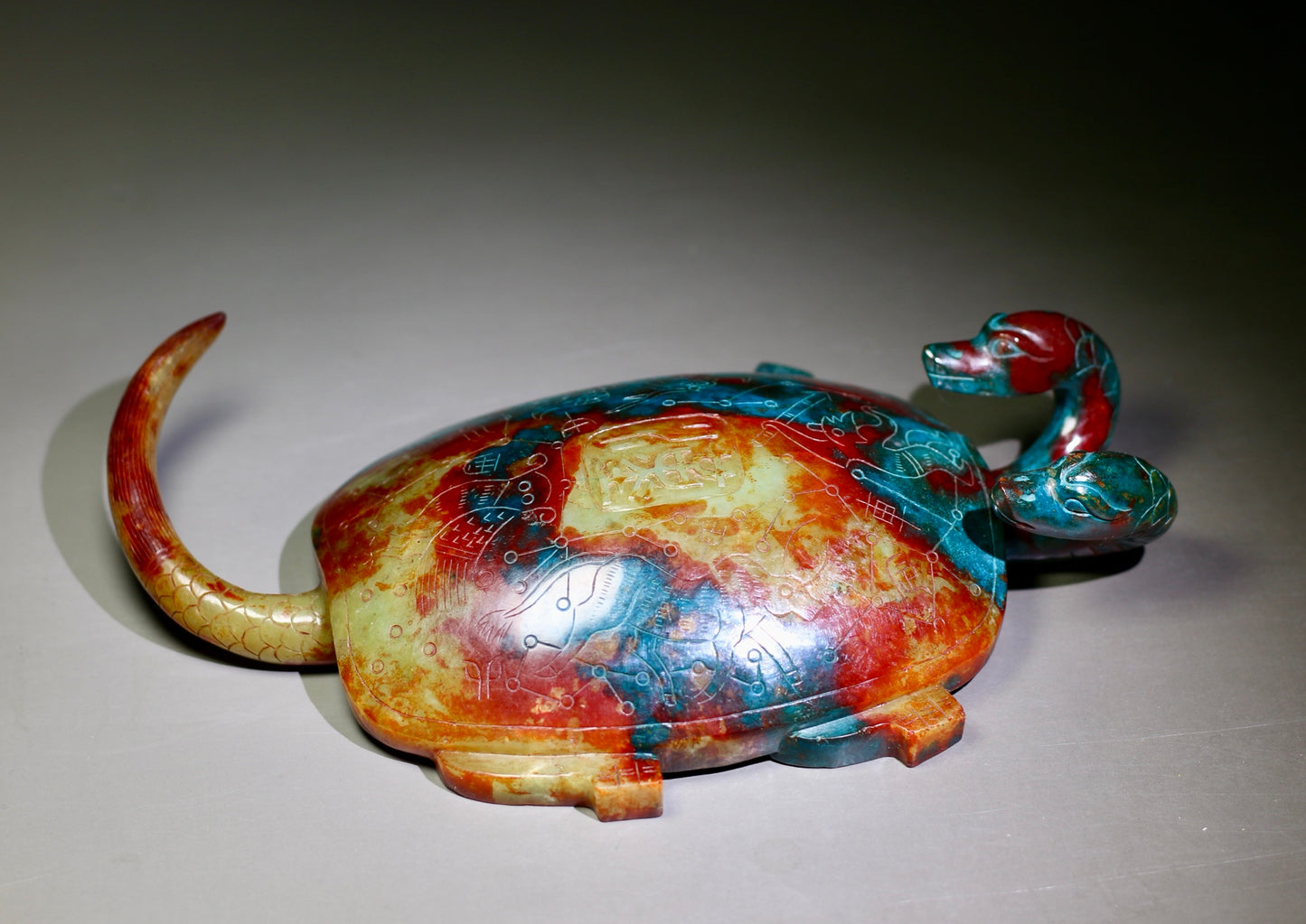 A0574 Superb Vintage Chinese Hetian Jade Carved Long Life Turtle Statue