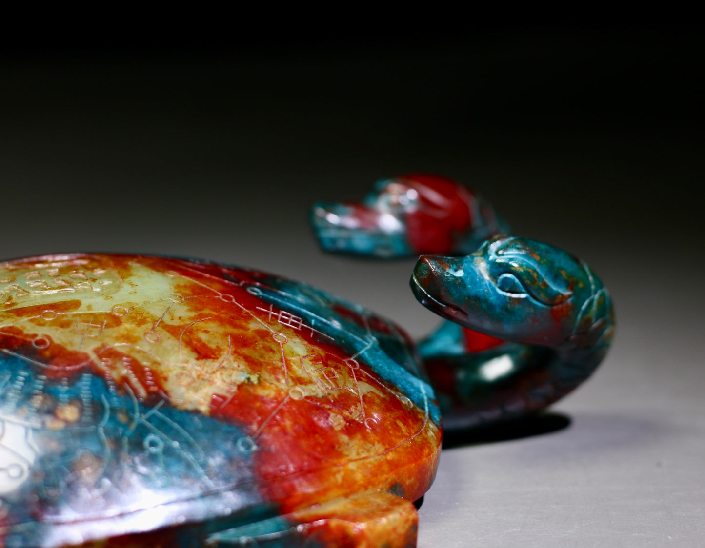 A0574 Superb Vintage Chinese Hetian Jade Carved Long Life Turtle Statue