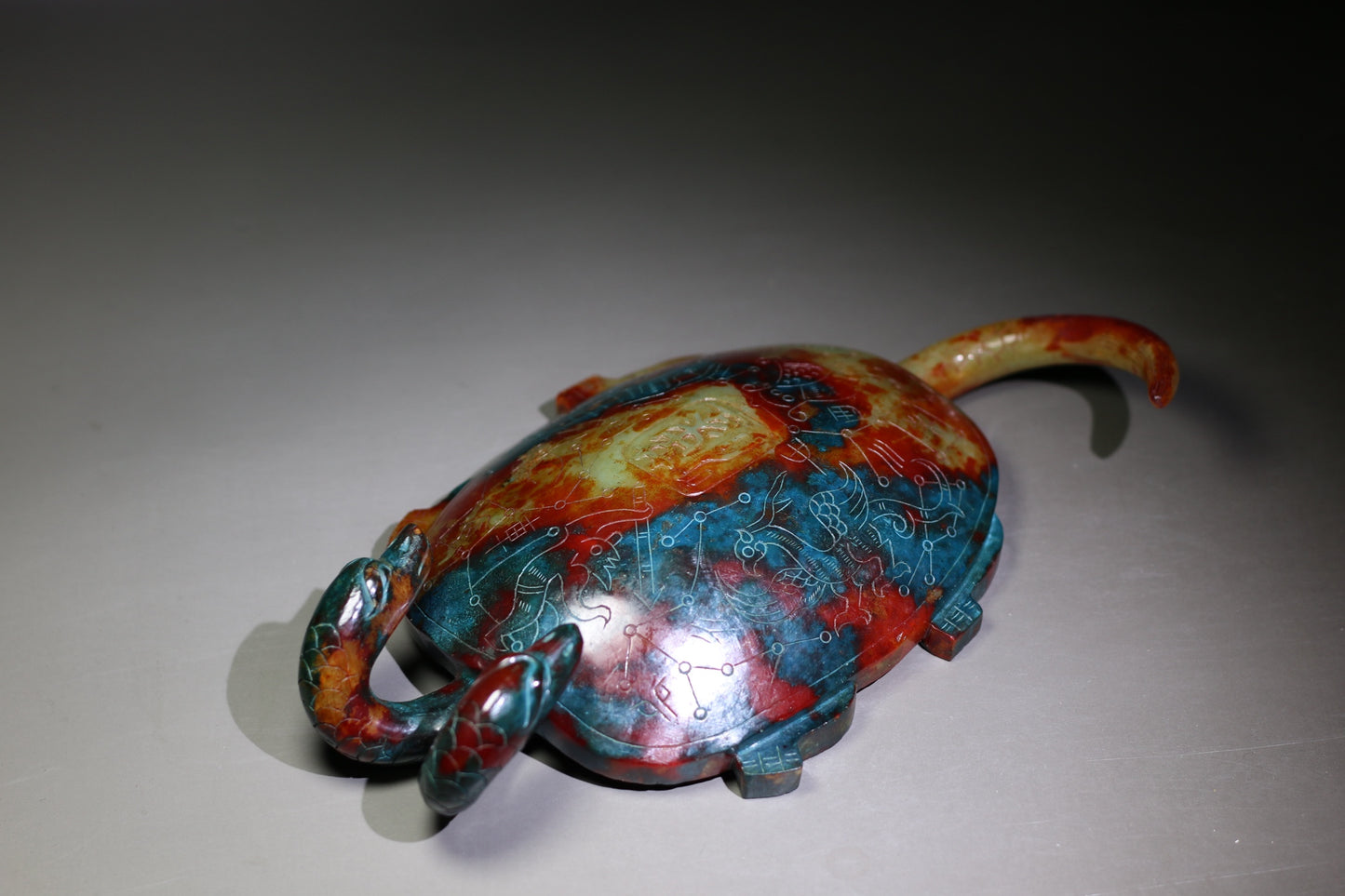 A0574 Superb Vintage Chinese Hetian Jade Carved Long Life Turtle Statue