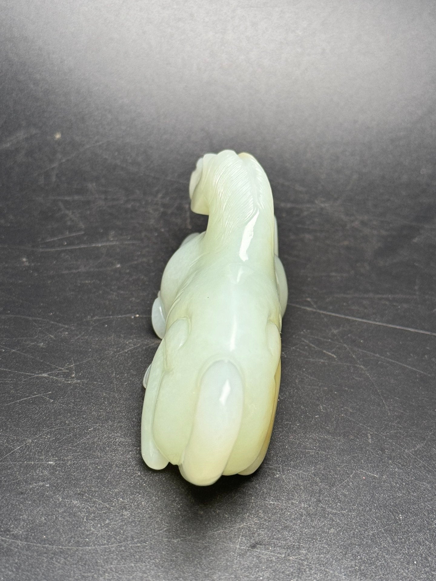 A0579 Superb Chinese White Hetian Jade Carved Fortune Horse Statue