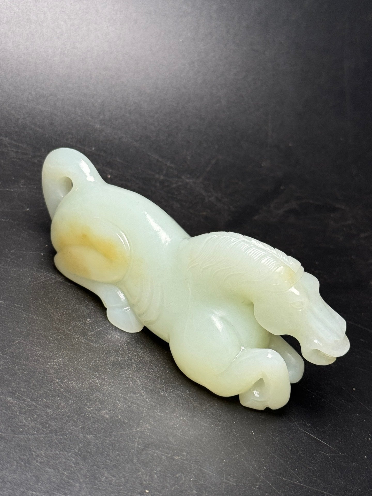 A0579 Superb Chinese White Hetian Jade Carved Fortune Horse Statue