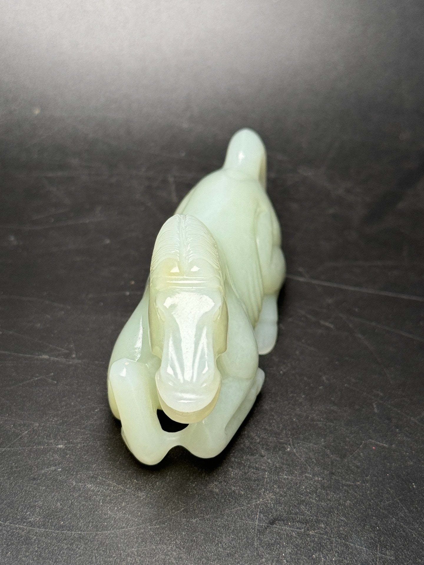 A0579 Superb Chinese White Hetian Jade Carved Fortune Horse Statue