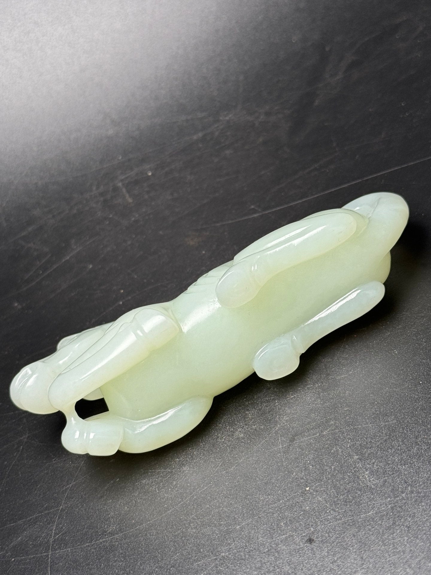 A0579 Superb Chinese White Hetian Jade Carved Fortune Horse Statue