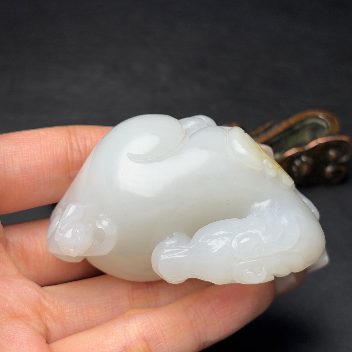 A0584 Superb Chinese White Hetian Jade Carved Horse & Monkey Statue/Pendant