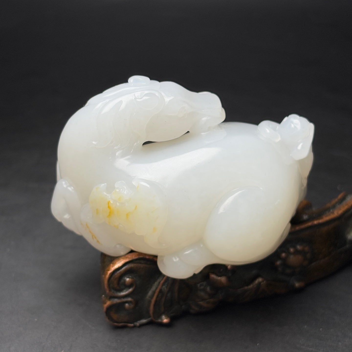 A0584 Superb Chinese White Hetian Jade Carved Horse & Monkey Statue/Pendant