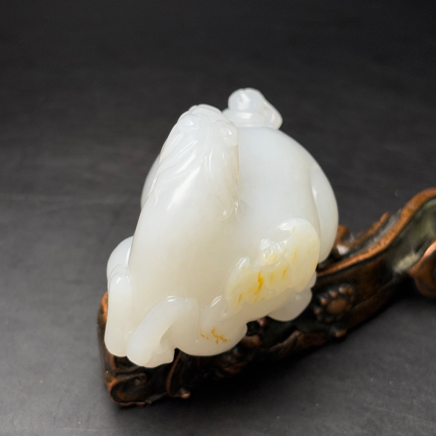 A0584 Superb Chinese White Hetian Jade Carved Horse & Monkey Statue/Pendant