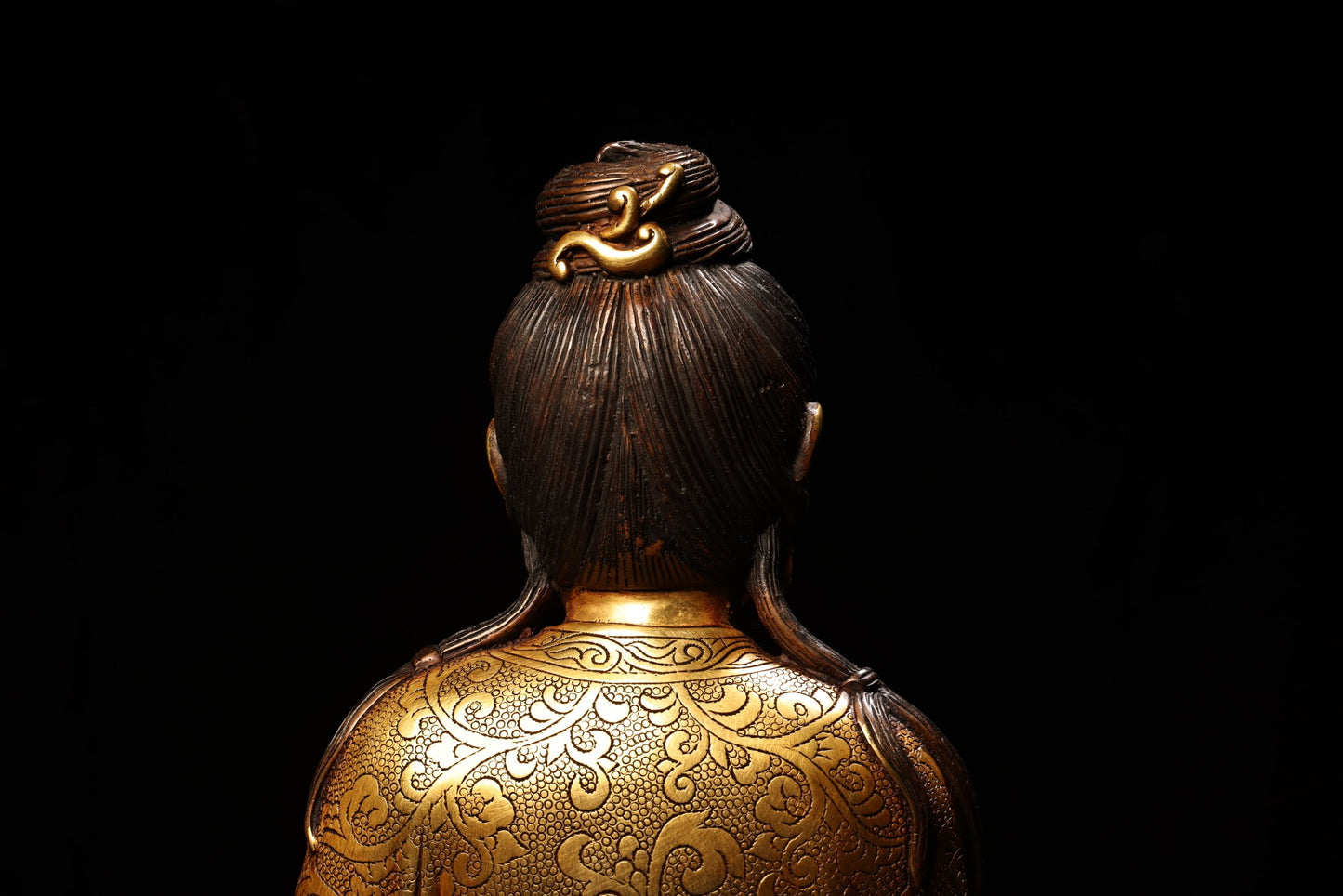 A0589 Tibetan Buddhism Gilt Gold Copper Kwan-yin Statue