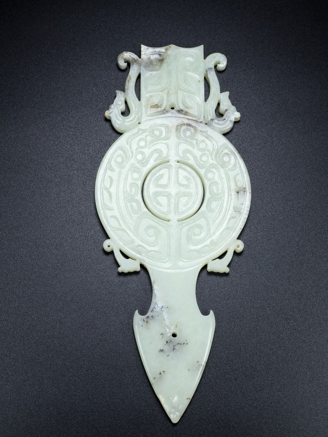 A0594 Vintage Chinese Hetian Jade Fortune Dragon Jade Bi