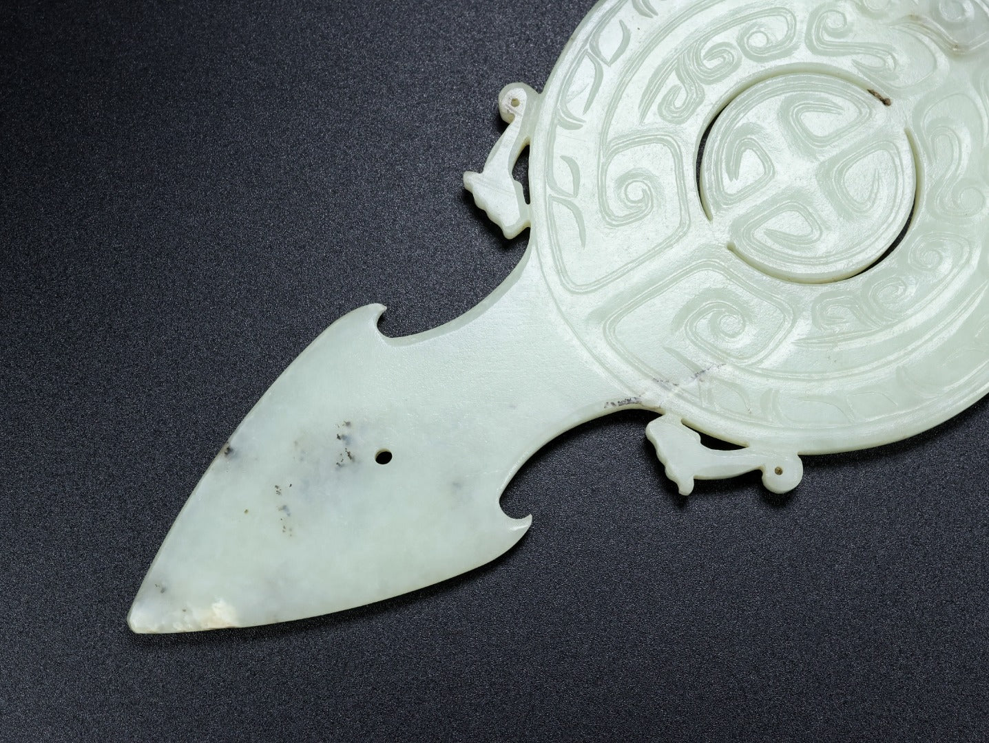 A0594 Vintage Chinese Hetian Jade Fortune Dragon Jade Bi
