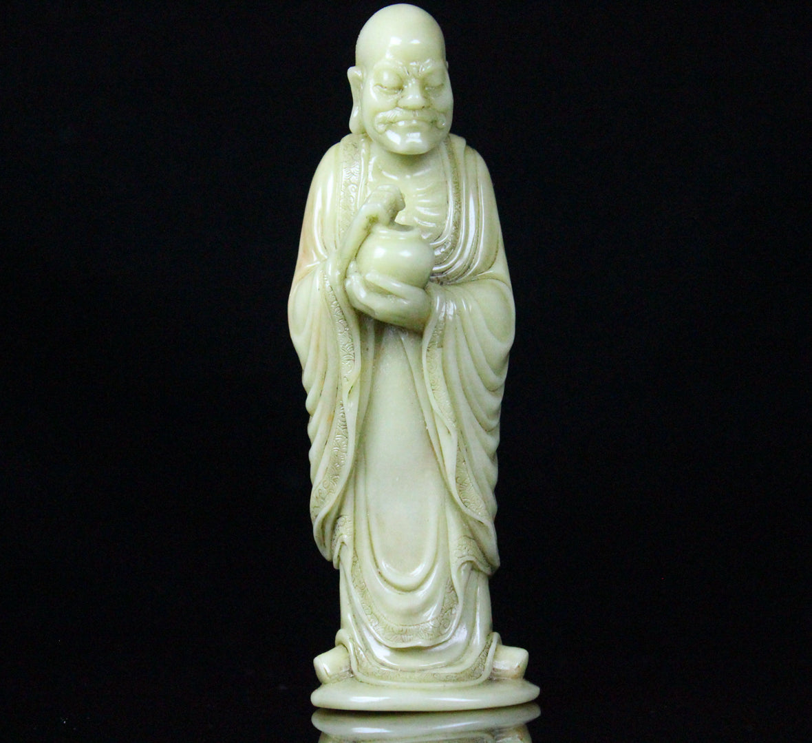 A0595 A Pair Chinese Shoushan Stone Carved Arhat Statue