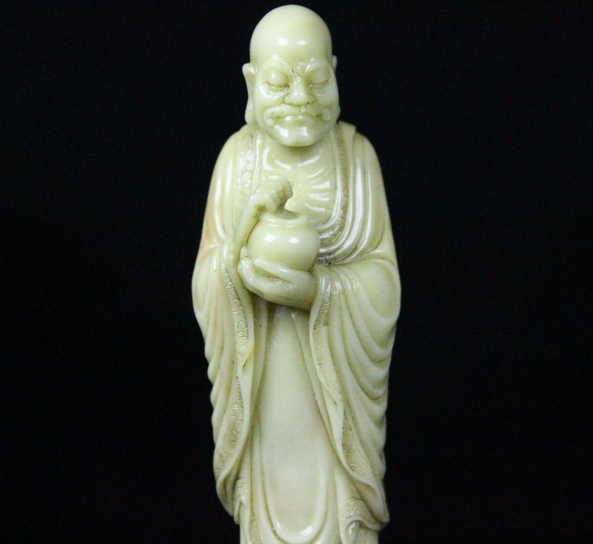 A0595 A Pair Chinese Shoushan Stone Carved Arhat Statue