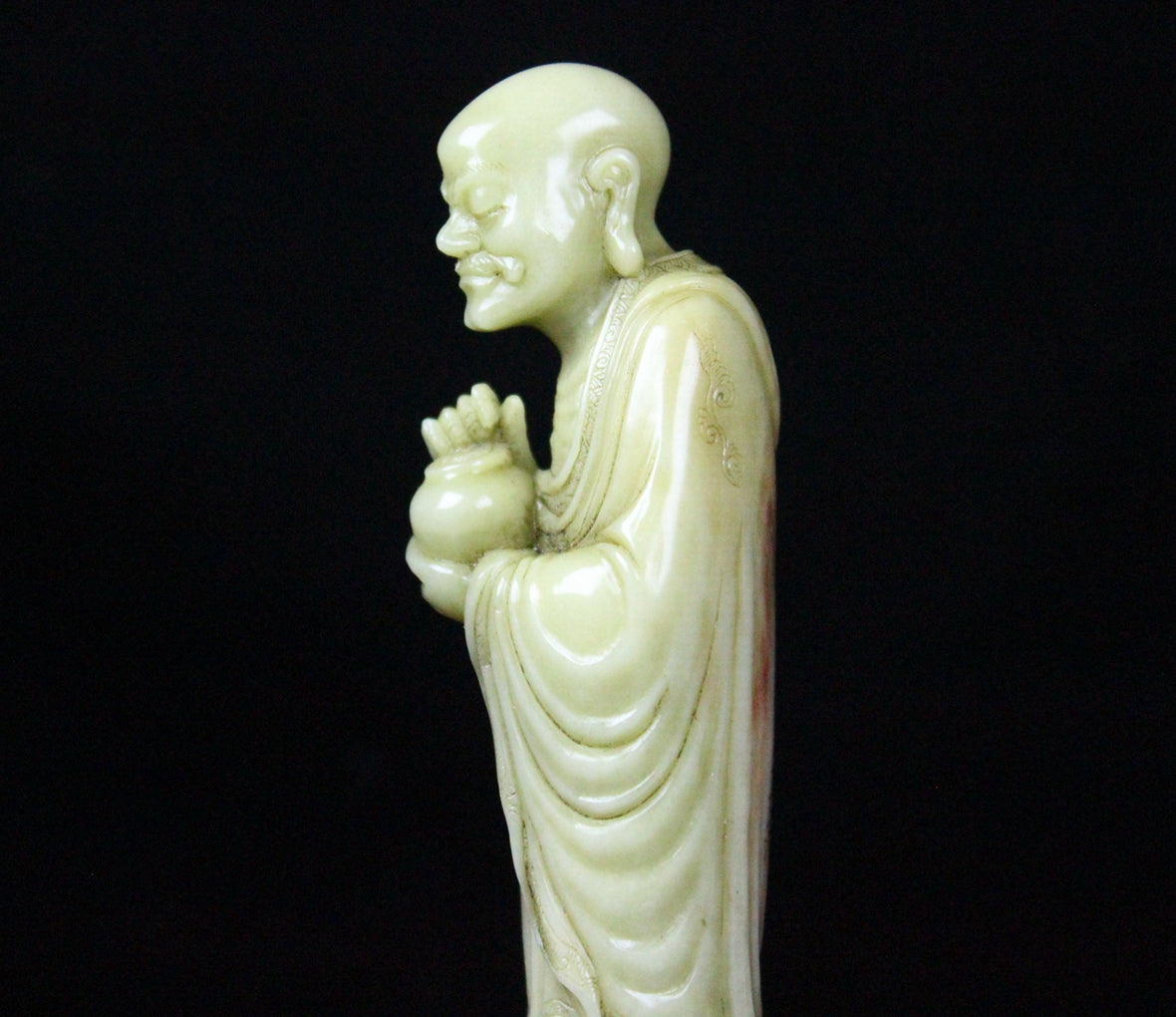 A0595 A Pair Chinese Shoushan Stone Carved Arhat Statue