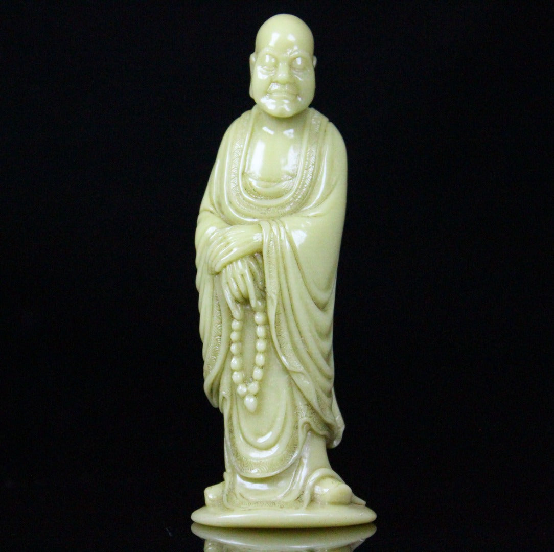 A0595 A Pair Chinese Shoushan Stone Carved Arhat Statue