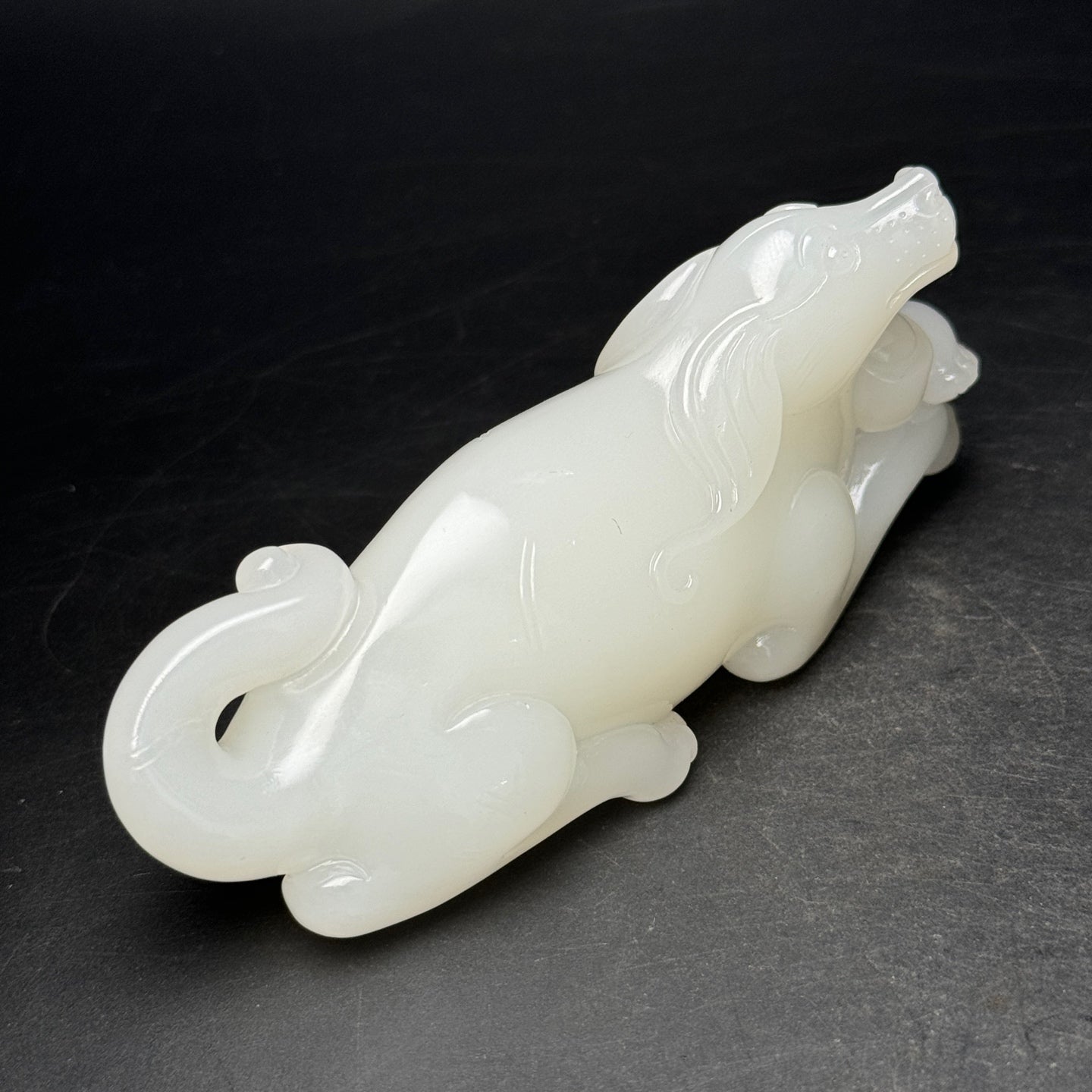 A0599 Superb Chinese White Hetian Jade Carved Dog Statue/Pendant