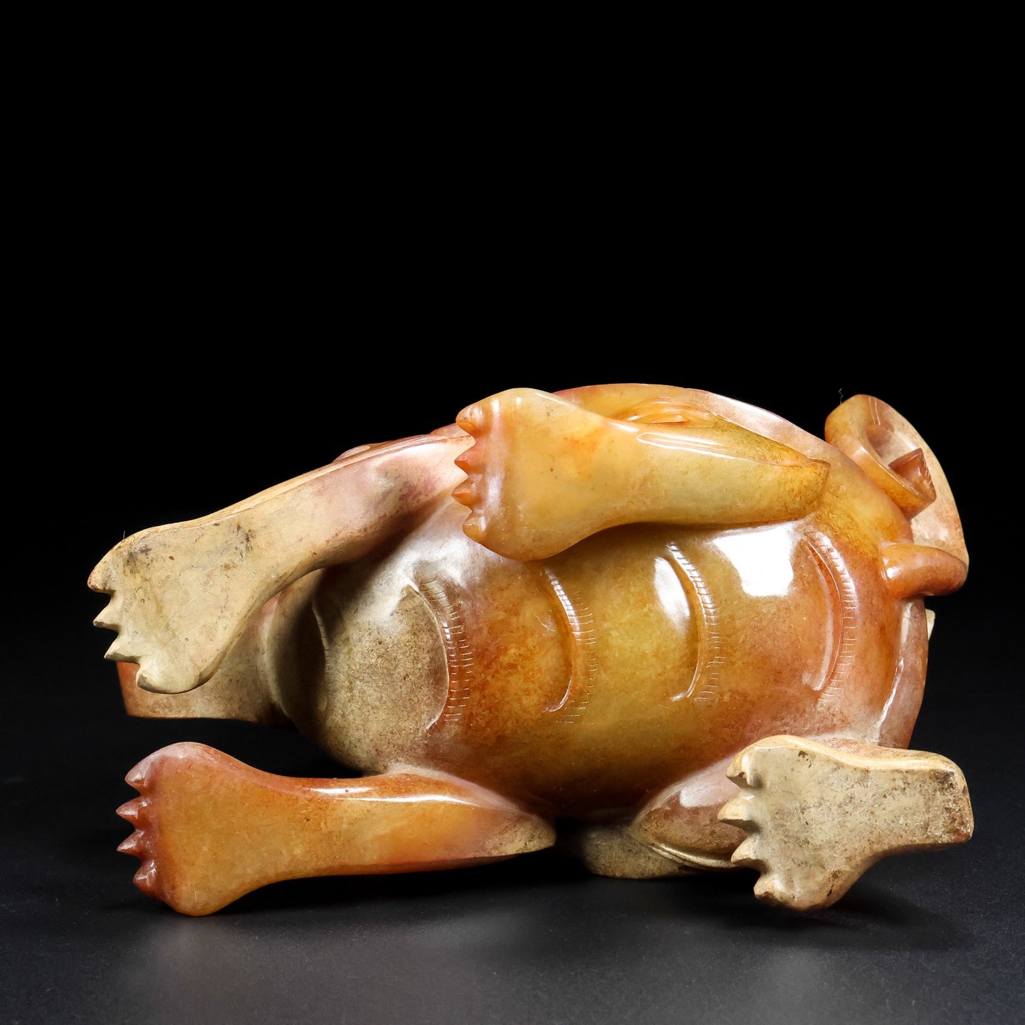 A0606 Superb Vintage Chinese Hetian Jade Carved Dragon Turtle & Dragon Statue