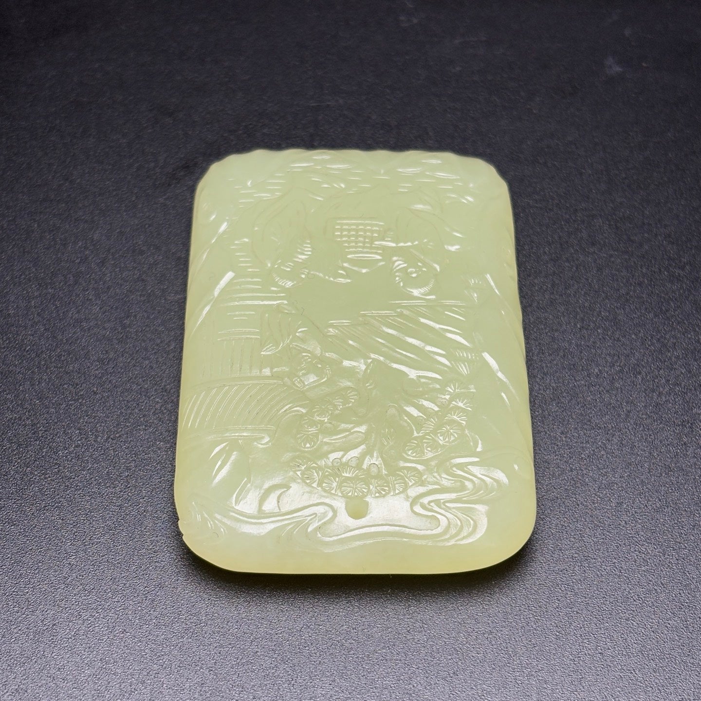 A0609 Chinese Natural Hetian Jade Low Relief Playing Chess Old Men Pendant