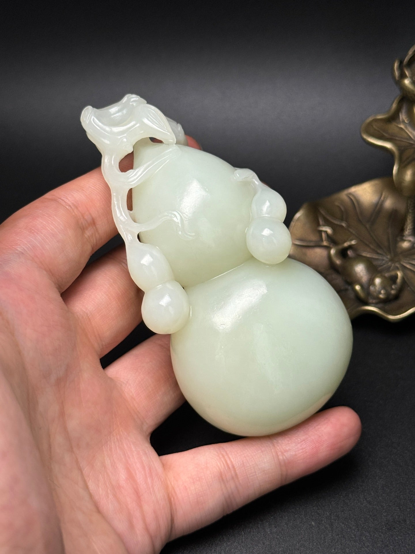 A0610 Superb Chinese White Hetian Jade Carved Gourd Pednant/Statue