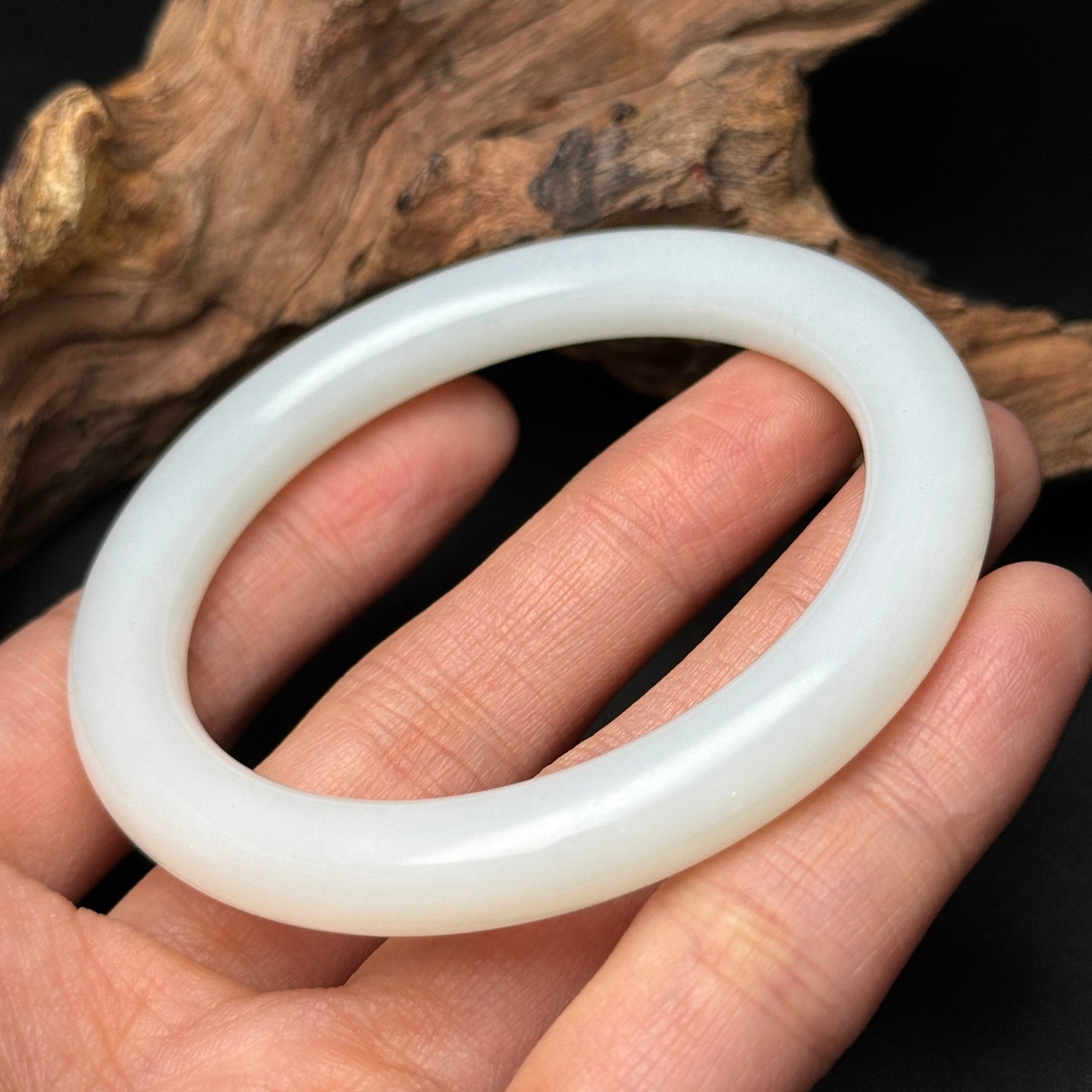 A0612 Inside Diameter 55mm Chinese Natural White Hetian Jade Bracelet