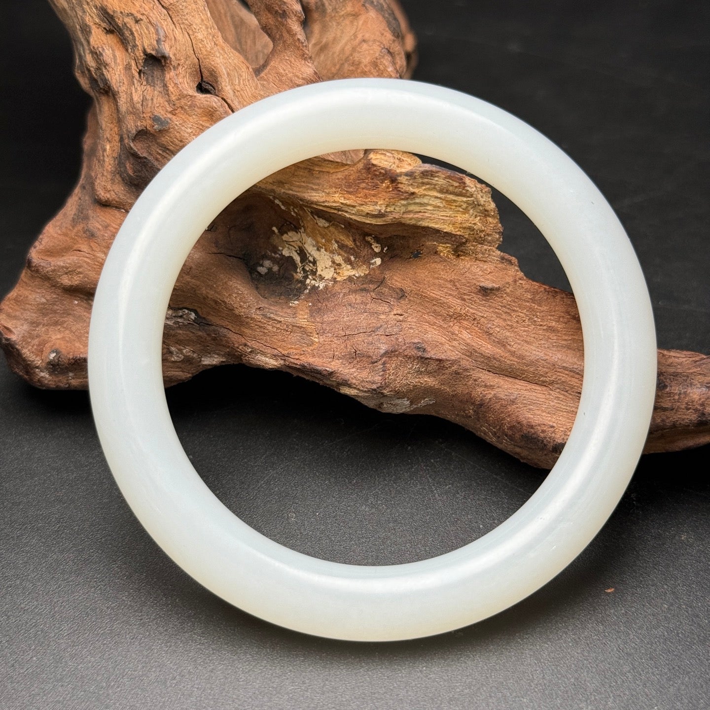A0612 Inside Diameter 55mm Chinese Natural White Hetian Jade Bracelet