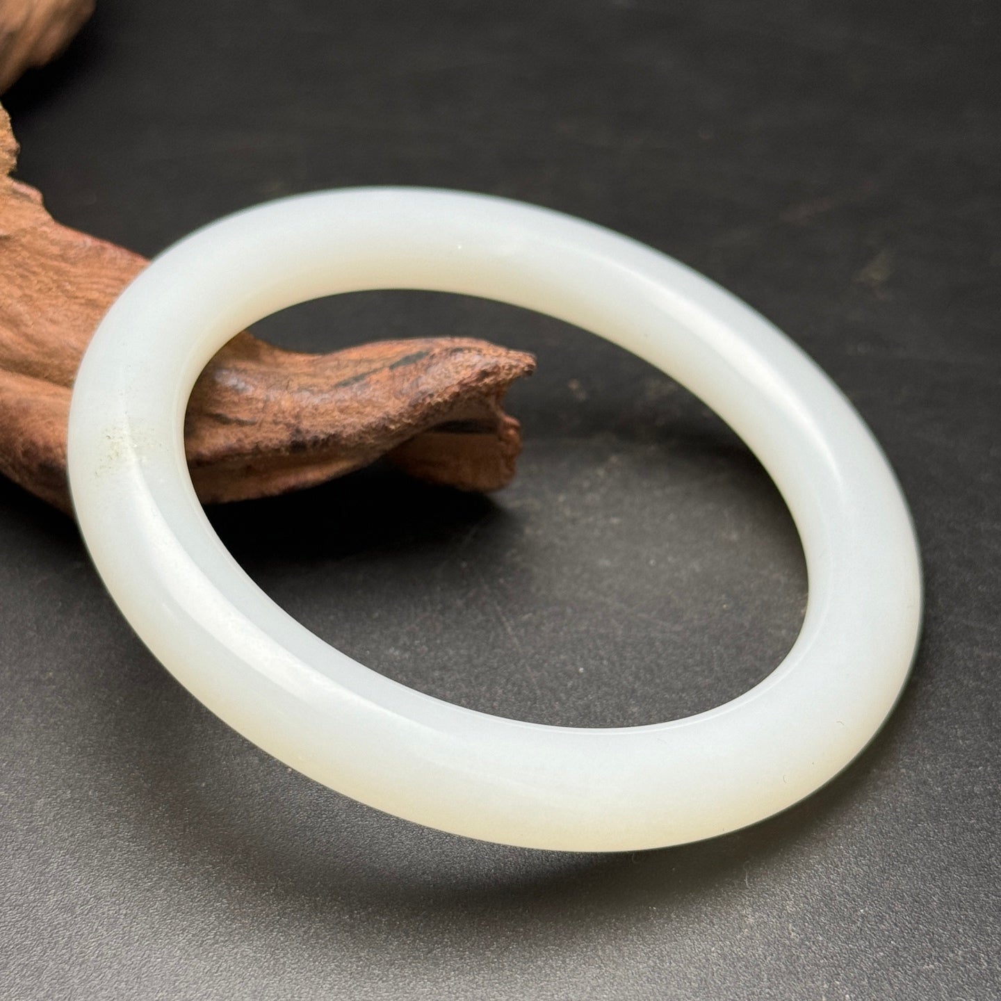 A0612 Inside Diameter 55mm Chinese Natural White Hetian Jade Bracelet