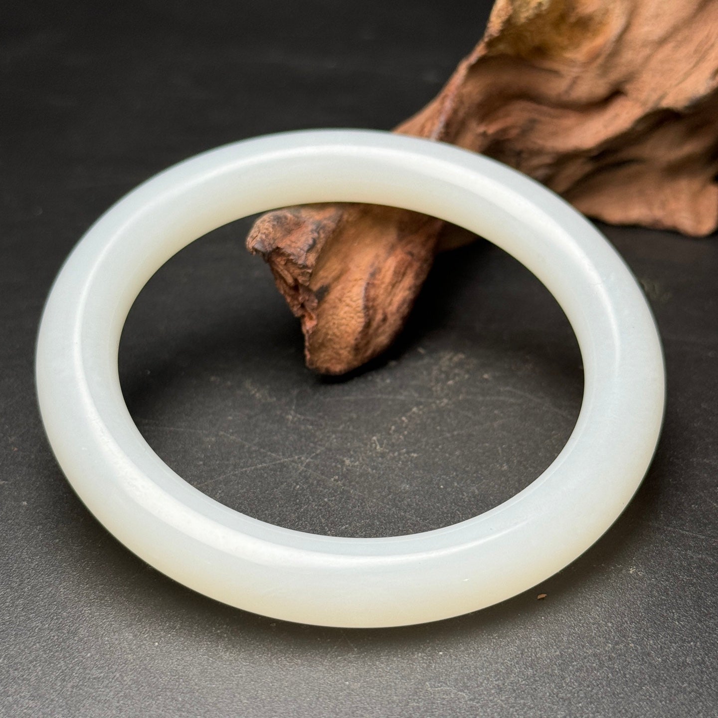 A0612 Inside Diameter 55mm Chinese Natural White Hetian Jade Bracelet