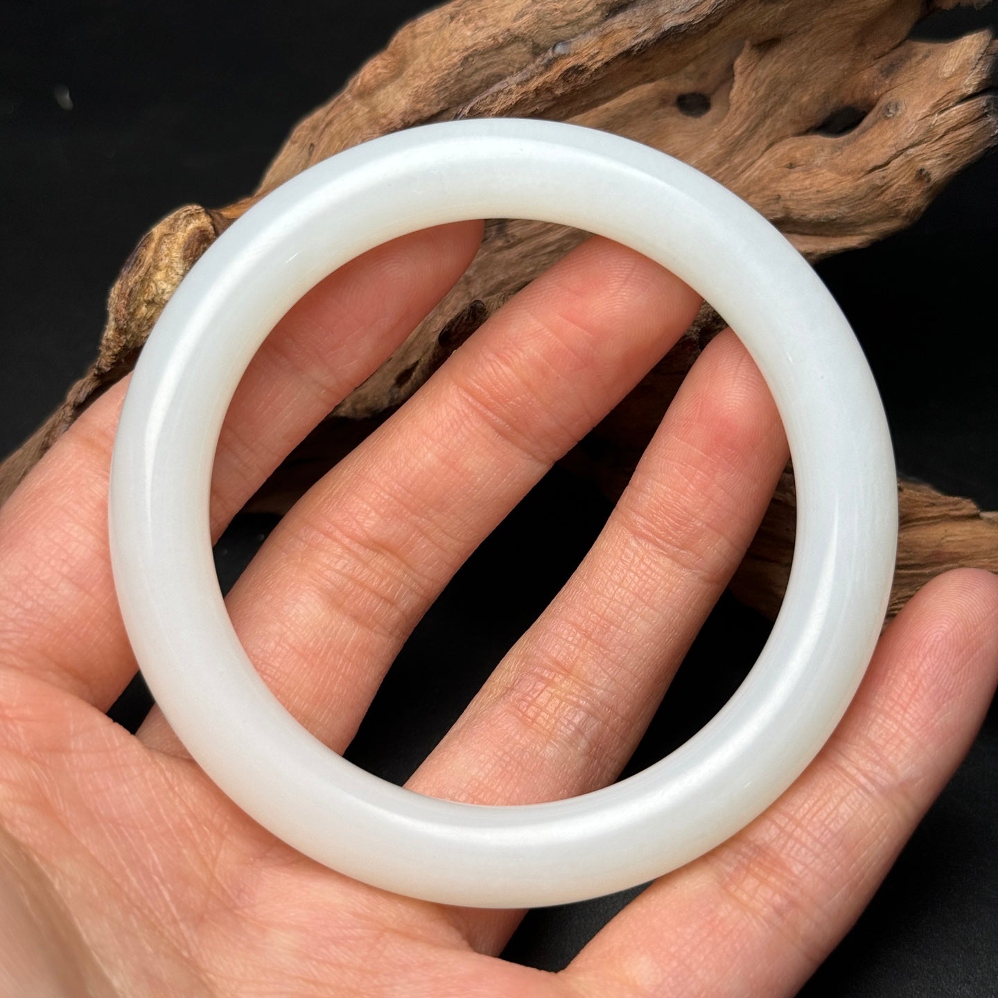 A0612 Inside Diameter 55mm Chinese Natural White Hetian Jade Bracelet