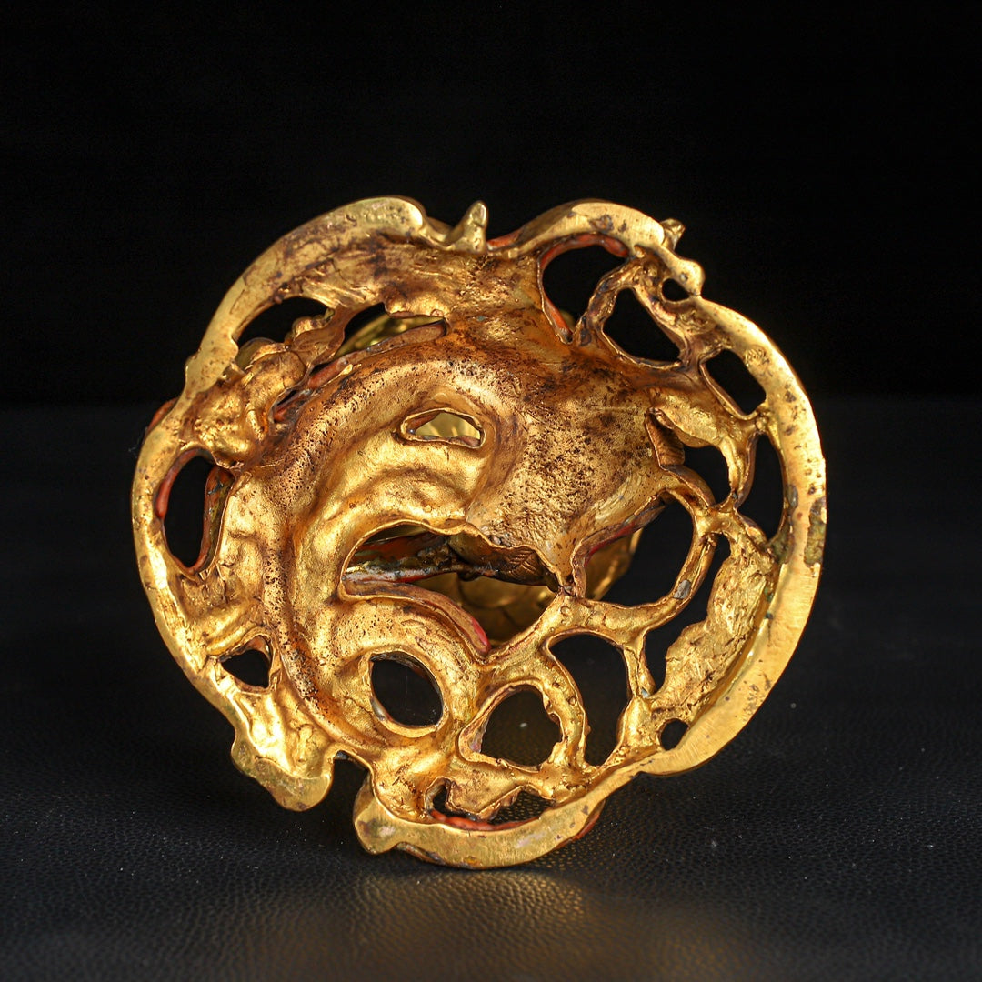 A0618 Vintage Chinese Gilt Gold Copper Cloisonne Incense Burner