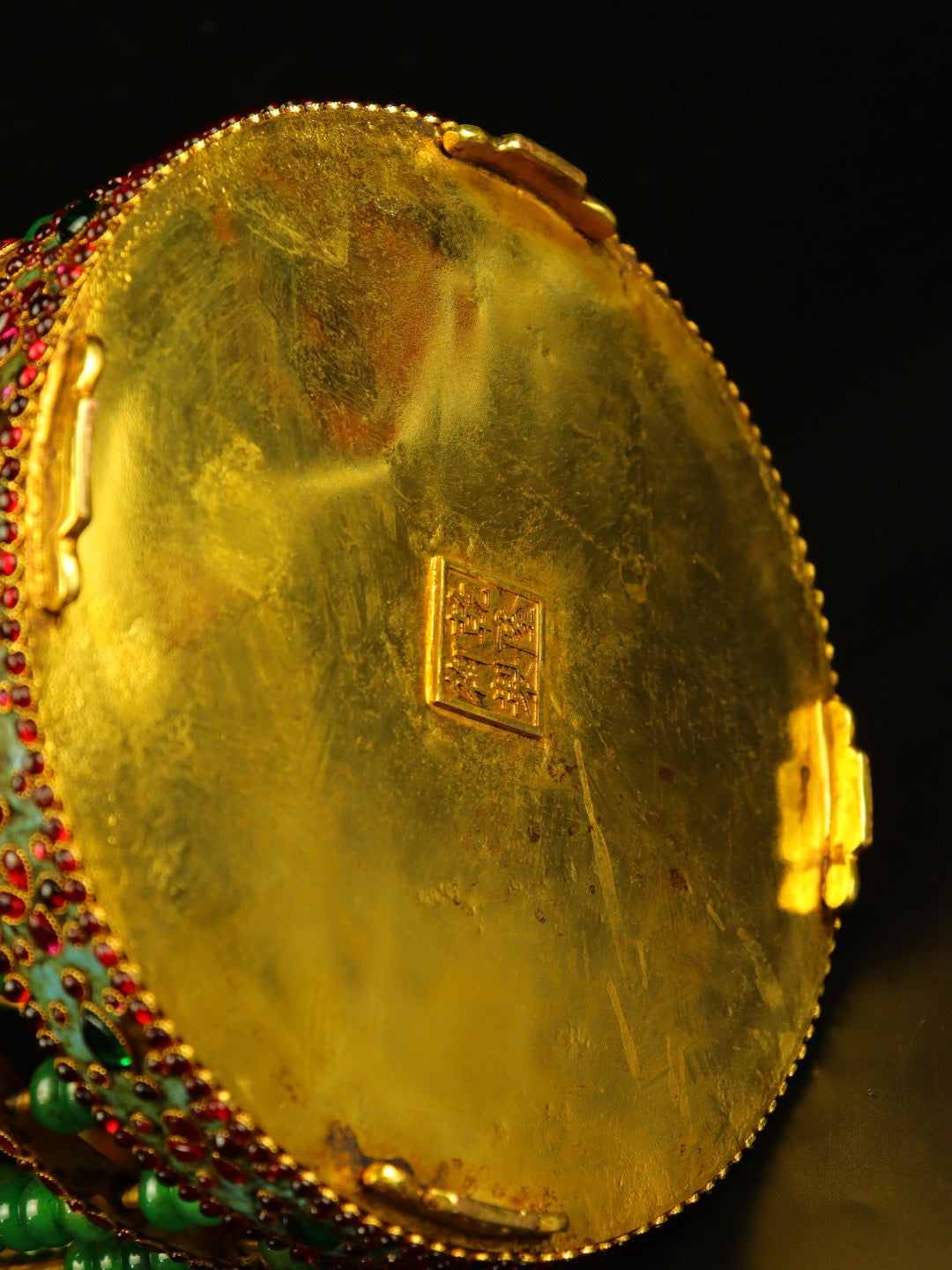 A0620 Exquisite Chinese Gilt Gold Copper Inlay Green Jade & Gems Birdcage