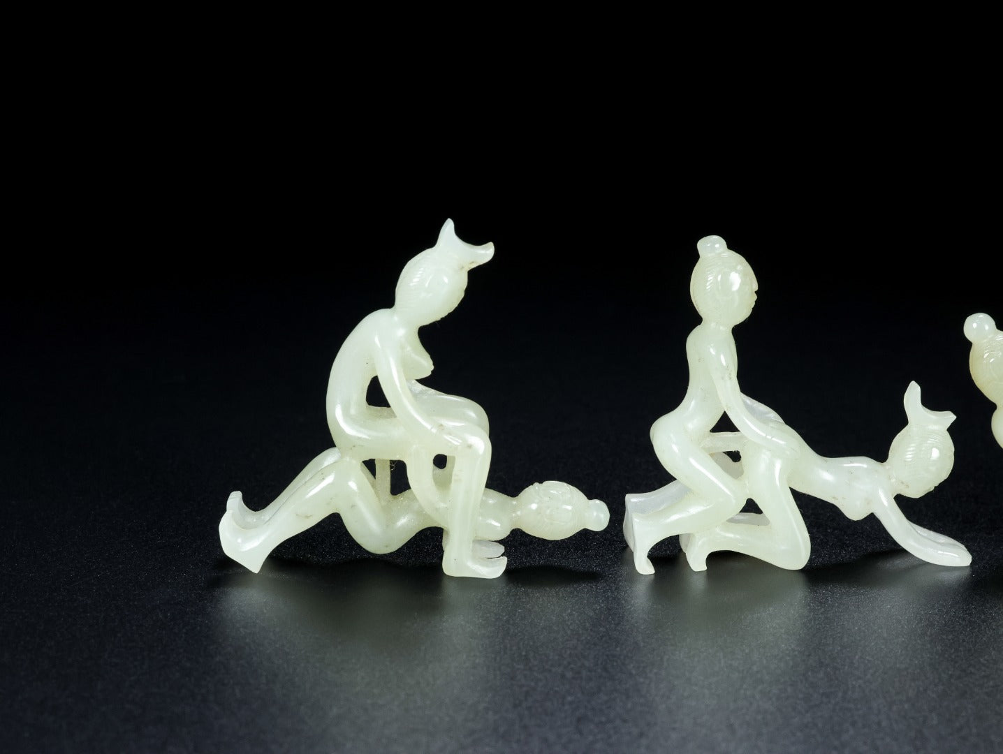 A0623 A Set Four Chinese Hetian Jade Carved Figure Statue