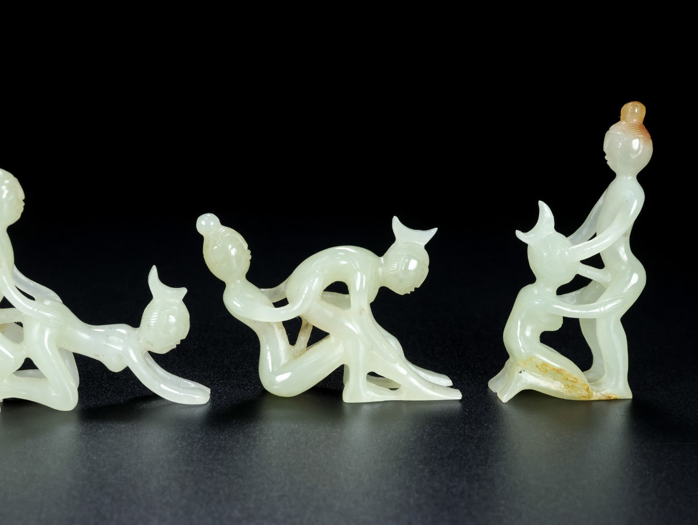 A0623 A Set Four Chinese Hetian Jade Carved Figure Statue
