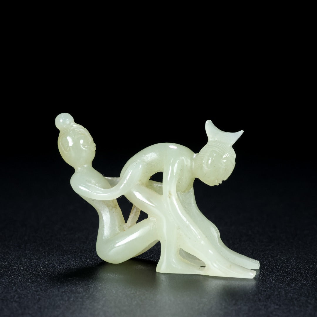 A0623 A Set Four Chinese Hetian Jade Carved Figure Statue