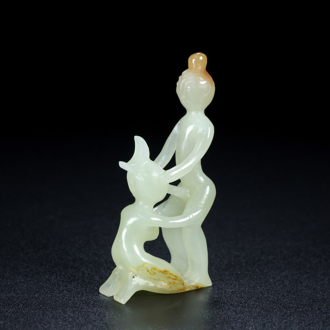 A0623 A Set Four Chinese Hetian Jade Carved Figure Statue