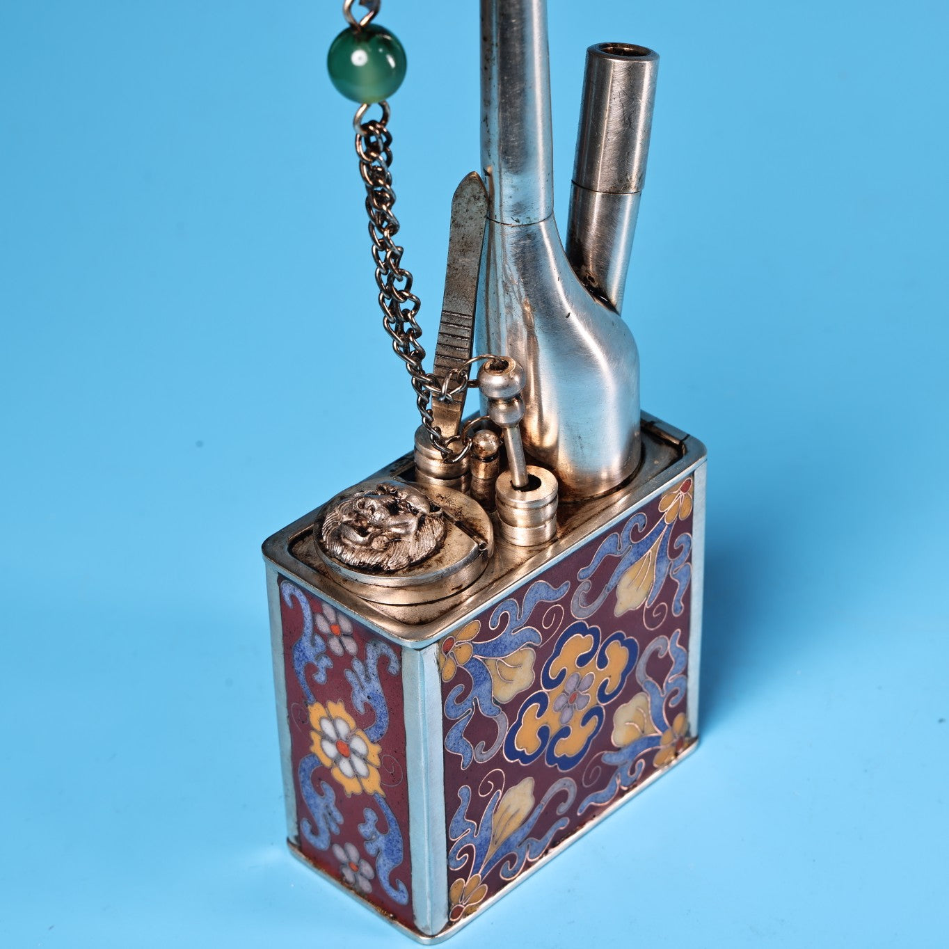 A0624 Vintage Chinese Copper Cloisonne Tobacco Pipe